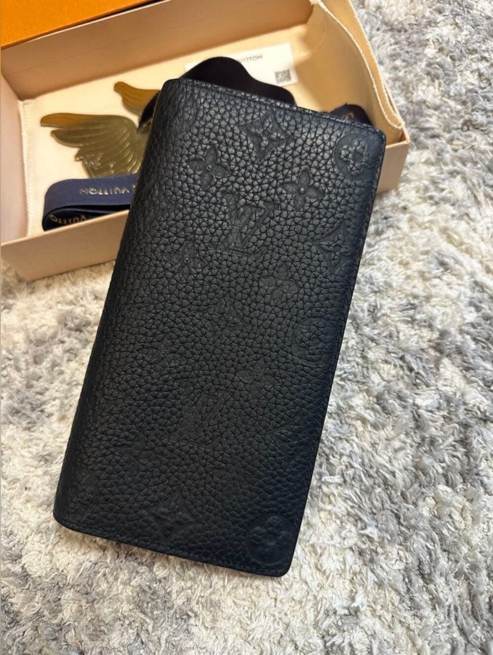 Louis Vuitton Black Embossed Monogram Long Wallet